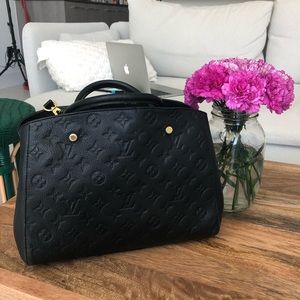 Louis Vuitton black leather handbag